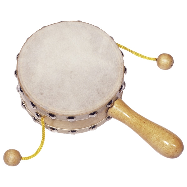 Tambourin demi-lune et tambour avec maillets, drôle et intéressant